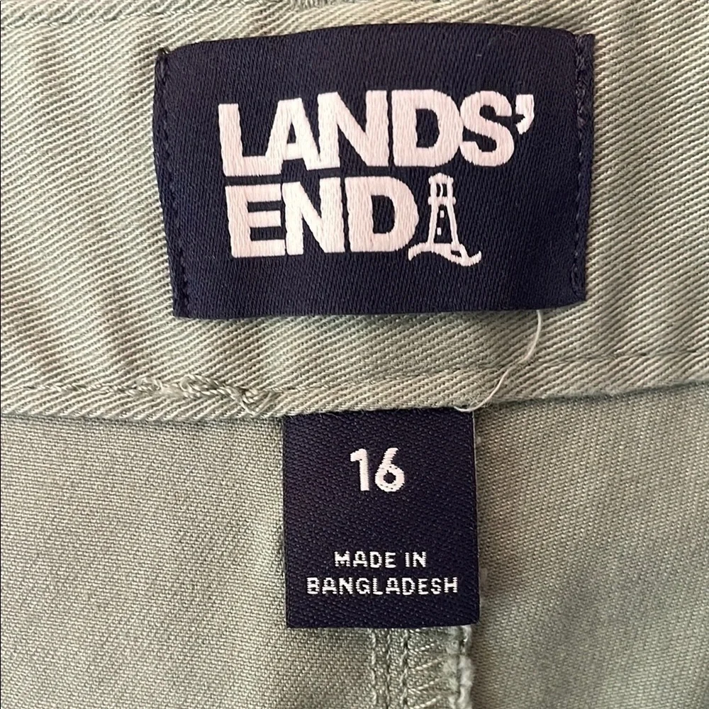 Lands' End Womens 16 Green Chino Ankle Pants Classic Style
